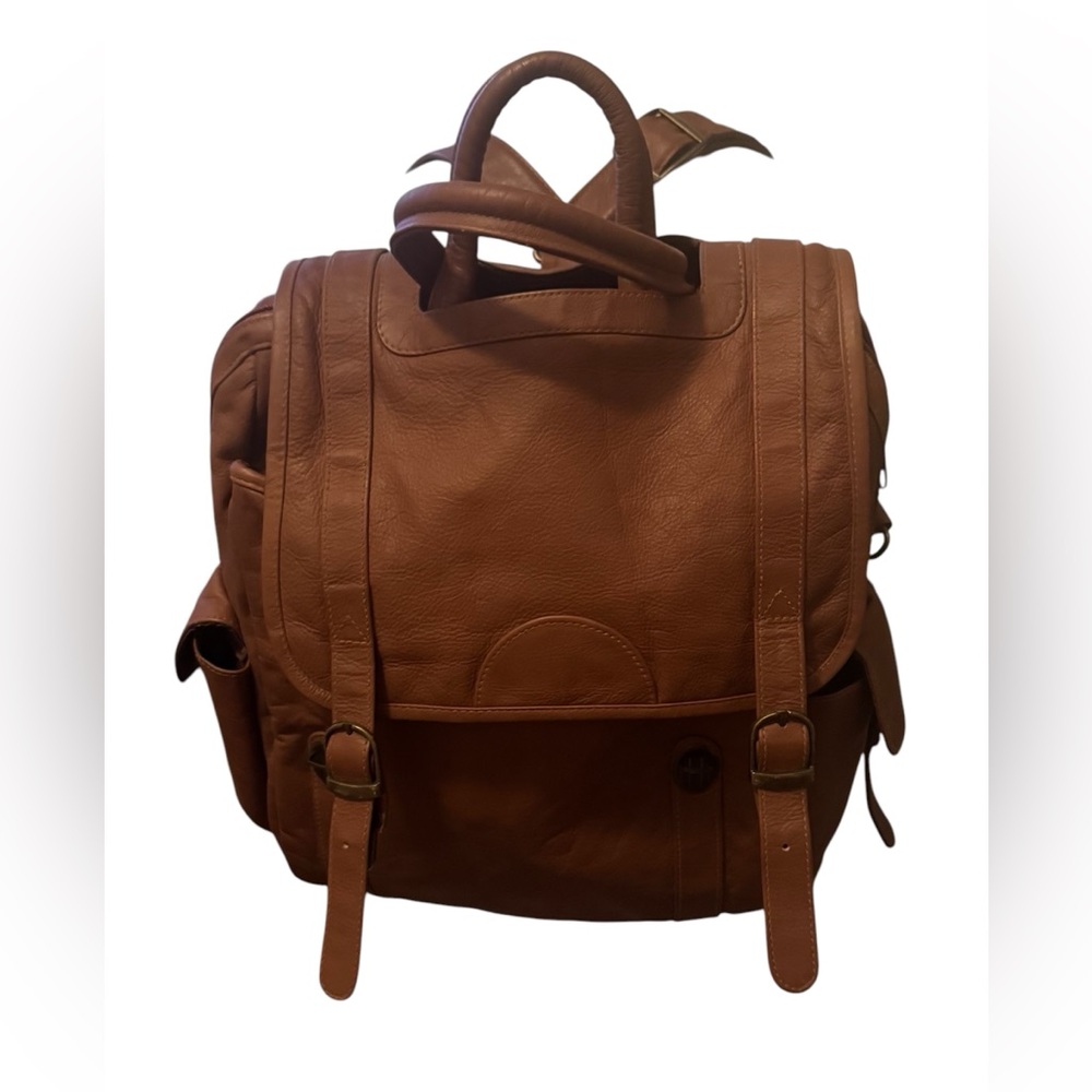 Brown leather carry all backpack 15”x16” Unisex NWOT